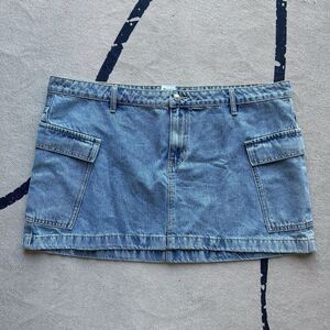 NWT Princess Polly Zakai Cargo Denim Mini Skirt‎ Light Blue Size 14